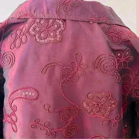 SUSAN GRAVER PLUS 1X EMBROIDERY ARTISTIC WHIMISICAL LINED LIGHTWEIGHT JACKET - Picture 10 of 12